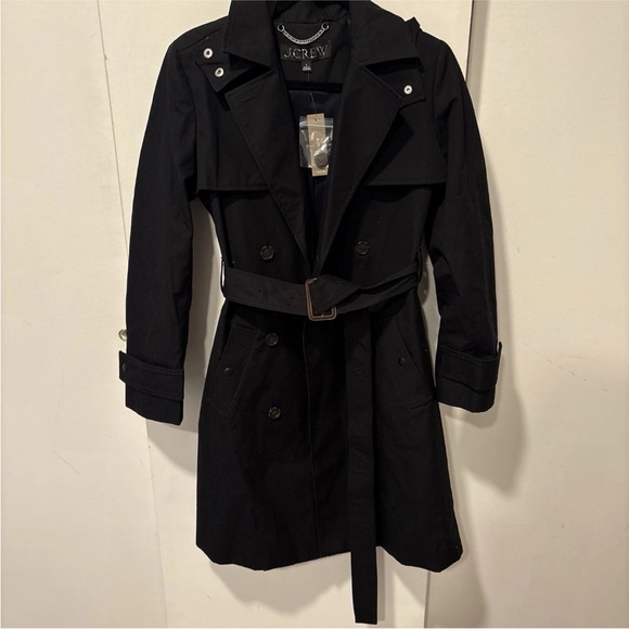 NWT J.Crew New Icon Trench Coat Black Hooded Hood Belt Jacket - Picture 4 of 9